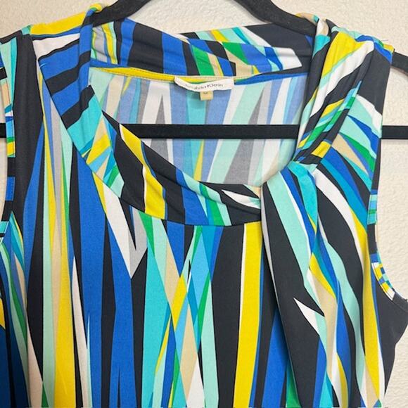 Calvin Klein Sz Med Twist Neck Vibrant Abstract Sleeveless Top - Picture 2 of 8